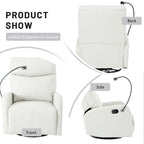 Fauteuil inclinable et pivotant en similicuir gris clair avec repose-pieds rétractable – Monoplace