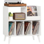 Meuble tourne-disque avec rangement pour vinyles en noir / noyer / marron / blanc / bois naturel – Simple