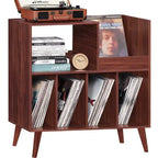 Meuble tourne-disque avec rangement pour vinyles en noir / noyer / marron / blanc / bois naturel – Simple