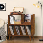 Meuble tourne-disque avec rangement pour vinyles en noir / noyer / marron / blanc / bois naturel – Simple