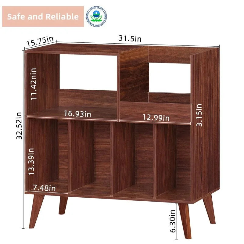 Meuble tourne-disque avec rangement pour vinyles en noir / noyer / marron / blanc / bois naturel – Simple