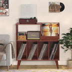 Meuble tourne-disque avec rangement pour vinyles en noir / noyer / marron / blanc / bois naturel – Simple
