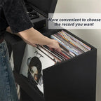Meuble tourne-disque avec rangement pour vinyles en noir / noyer / marron / blanc / bois naturel – Simple