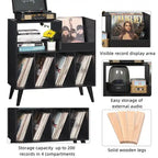 Meuble tourne-disque avec rangement pour vinyles en noir / noyer / marron / blanc / bois naturel – Simple