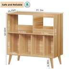 Meuble tourne-disque avec rangement pour vinyles en noir / noyer / marron / blanc / bois naturel – Simple
