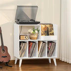 Meuble tourne-disque avec rangement pour vinyles en noir / noyer / marron / blanc / bois naturel – Simple