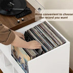 Meuble tourne-disque avec rangement pour vinyles en noir / noyer / marron / blanc / bois naturel – Simple