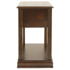Table d'appoint avec 1 tiroir et étagère inférieure ouverte en placage marron – Simple
