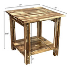 Table d'appoint en bois d'acacia massif, finition naturelle/acajou, avec étagère inférieure et pieds réglables – Simple