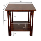Table d'appoint en bois d'acacia massif, finition naturelle/acajou, avec étagère inférieure et pieds réglables – Simple