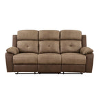 Canapé inclinable manuel double en microfibre marron avec dossier capitonné et ressorts ensachés – 84", 2 places