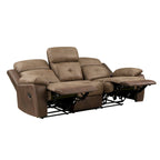 Canapé inclinable manuel double en microfibre marron avec dossier capitonné et ressorts ensachés – 84", 2 places