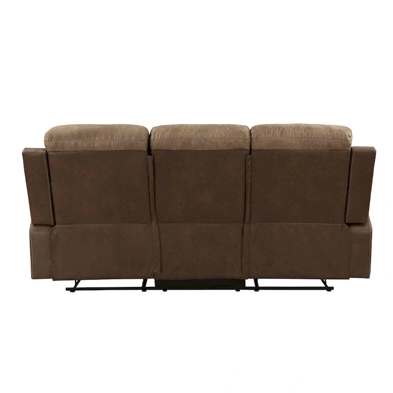 Canapé inclinable manuel double en microfibre marron avec dossier capitonné et ressorts ensachés – 84", 2 places