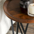 Table d'appoint avec plateau en bois de manguier brun moyen et fer noir – Simple