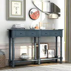 Console rustique avec 2 tiroirs et étagère inférieure - Naturel / Expresso / Ivoire / Gris / Bleu