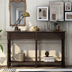 Console rustique avec 2 tiroirs et étagère inférieure - Naturel / Expresso / Ivoire / Gris / Bleu