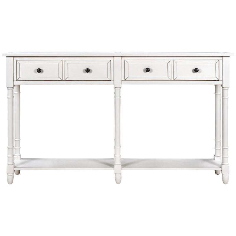 Console rustique avec 2 tiroirs et étagère inférieure - Naturel / Expresso / Ivoire / Gris / Bleu
