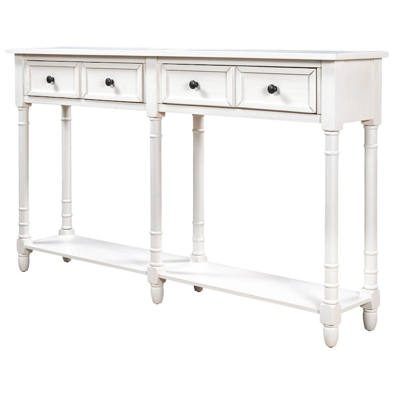Console rustique avec 2 tiroirs et étagère inférieure - Naturel / Expresso / Ivoire / Gris / Bleu