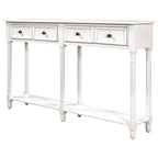 Console rustique avec 2 tiroirs et étagère inférieure - Naturel / Expresso / Ivoire / Gris / Bleu