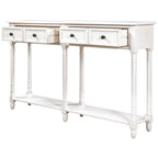 Console rustique avec 2 tiroirs et étagère inférieure - Naturel / Expresso / Ivoire / Gris / Bleu
