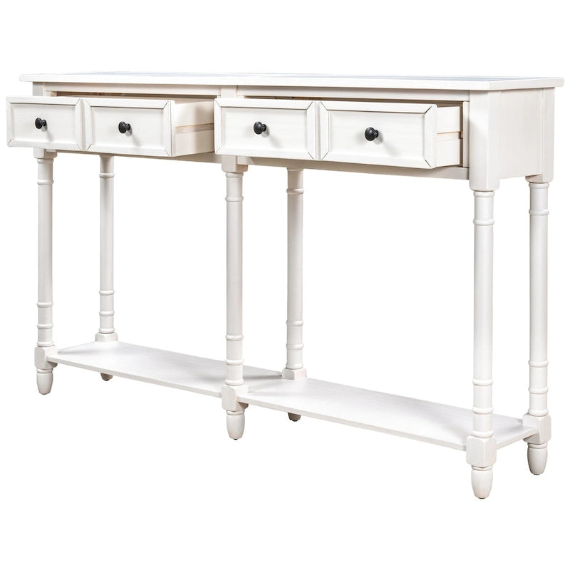 Console rustique avec 2 tiroirs et étagère inférieure - Naturel / Expresso / Ivoire / Gris / Bleu