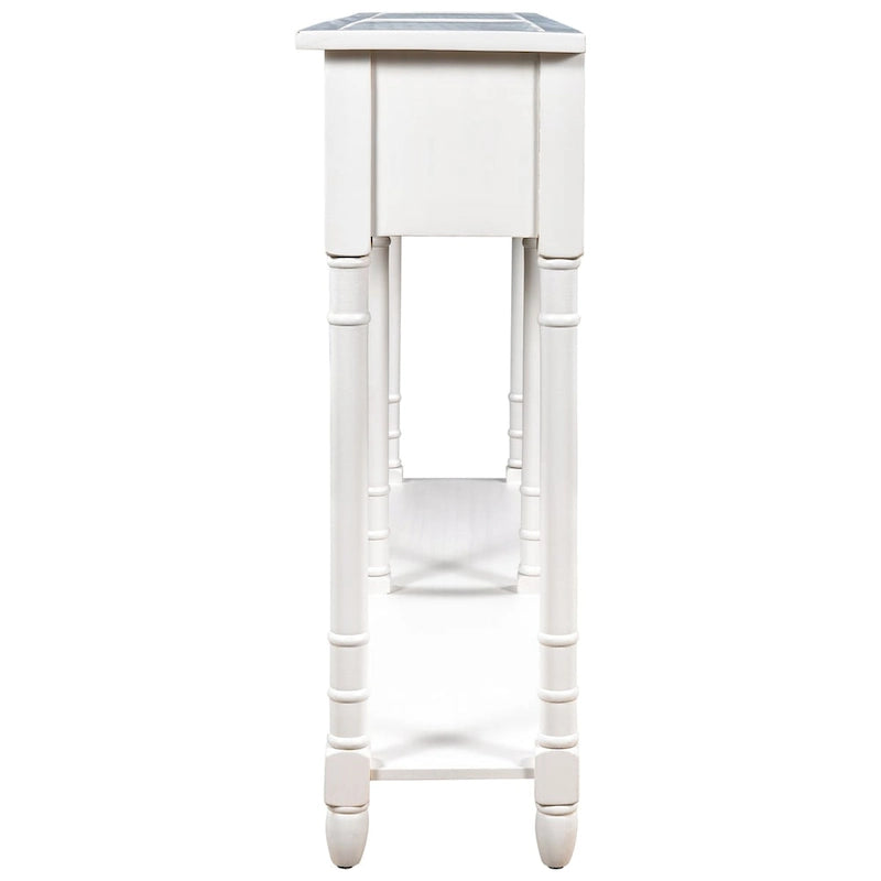 Console rustique avec 2 tiroirs et étagère inférieure - Naturel / Expresso / Ivoire / Gris / Bleu