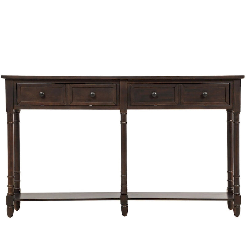 Console rustique avec 2 tiroirs et étagère inférieure - Naturel / Expresso / Ivoire / Gris / Bleu