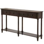Console rustique avec 2 tiroirs et étagère inférieure - Naturel / Expresso / Ivoire / Gris / Bleu