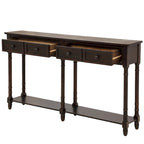Console rustique avec 2 tiroirs et étagère inférieure - Naturel / Expresso / Ivoire / Gris / Bleu