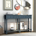 Console rustique avec 2 tiroirs et étagère inférieure - Naturel / Expresso / Ivoire / Gris / Bleu