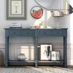 Console rustique avec 2 tiroirs et étagère inférieure - Naturel / Expresso / Ivoire / Gris / Bleu