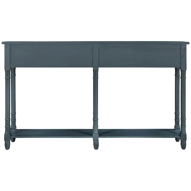 Console rustique avec 2 tiroirs et étagère inférieure - Naturel / Expresso / Ivoire / Gris / Bleu