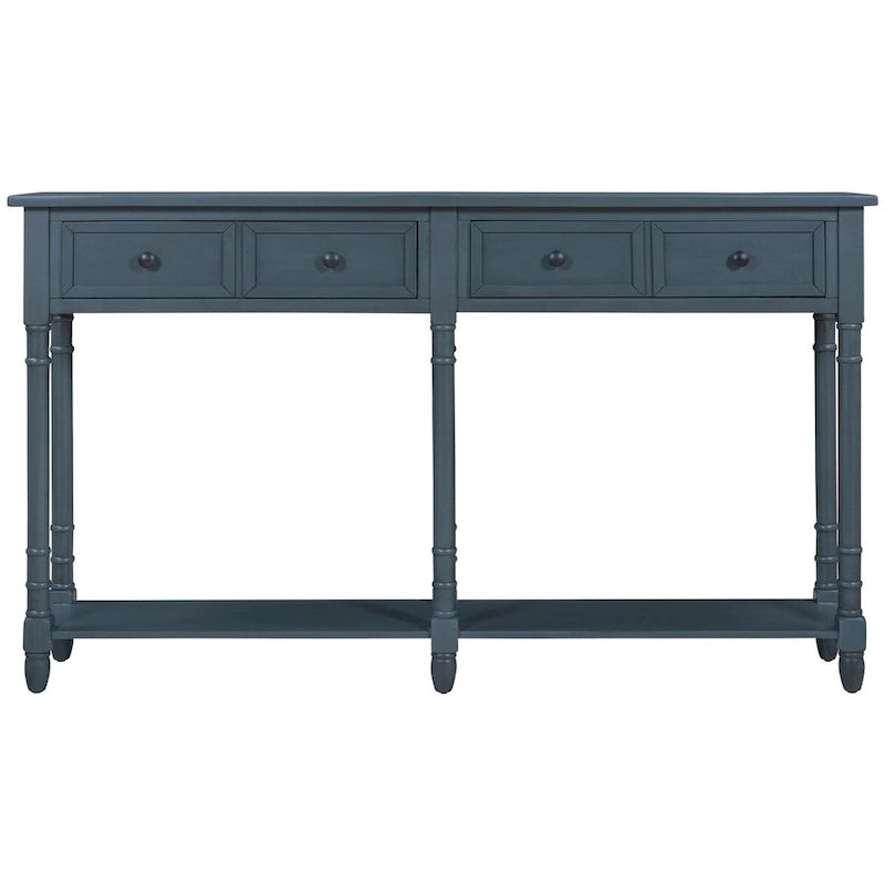 Console rustique avec 2 tiroirs et étagère inférieure - Naturel / Expresso / Ivoire / Gris / Bleu