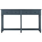 Console rustique avec 2 tiroirs et étagère inférieure - Naturel / Expresso / Ivoire / Gris / Bleu