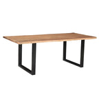 Table de salle à manger en noyer foncé et acacia avec bords naturels papillon et pieds en fer laiton – 6 à 8 places – 180 cm ou 213 cm
