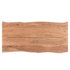 Table de salle à manger en noyer foncé et acacia avec bords naturels papillon et pieds en fer laiton – 6 à 8 places – 180 cm ou 213 cm
