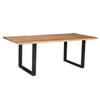 Table de salle à manger en noyer foncé et acacia avec bords naturels papillon et pieds en fer laiton – 6 à 8 places – 180 cm ou 213 cm