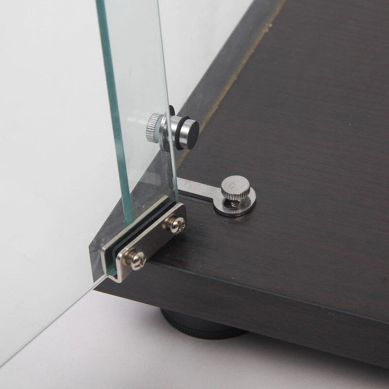 Vitrine à 5 étagères en verre trempé noir/blanc et bois massif avec portes doubles – Simple