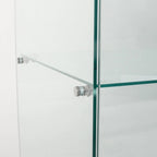 Vitrine à 5 étagères en verre trempé noir/blanc et bois massif avec portes doubles – Simple