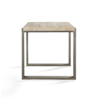 Table d'appoint avec plateau en pierre bronze et marron et piètement luge en métal – Simple