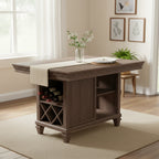 Edward 54 Inch Counter Height Dining Table, Wine Rack, Wood, Warm Brown