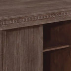 Table de salle à manger en bois brun, hauteur comptoir, avec casier à vin, porte-verres et portes coulissantes – 4 places