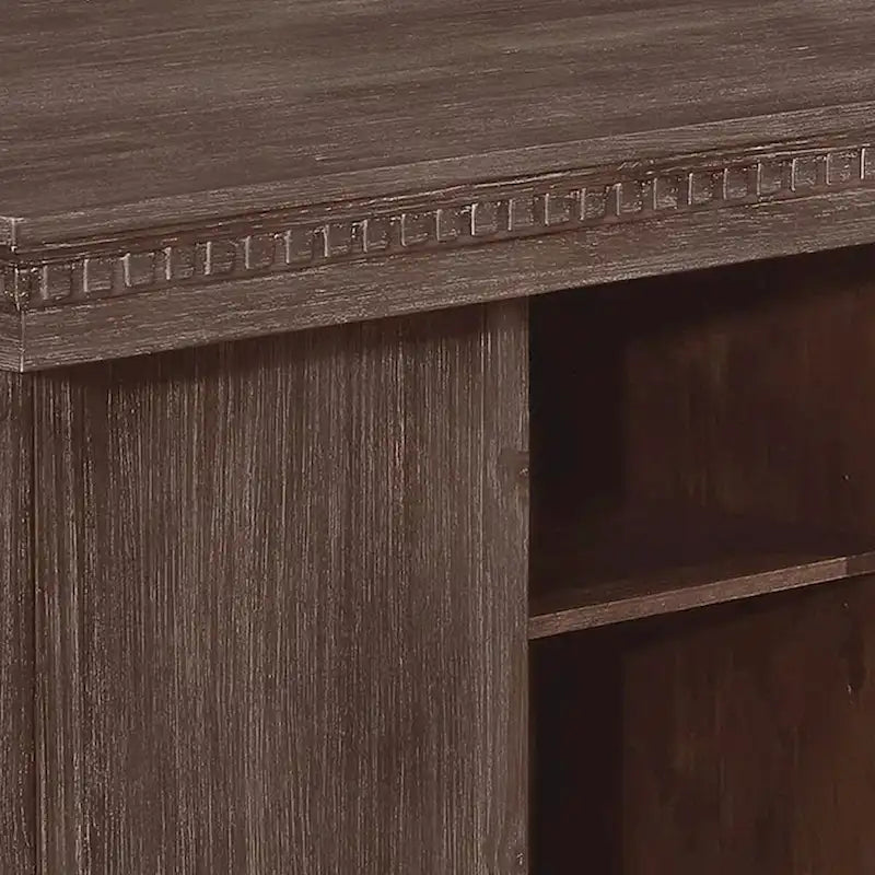 Table de salle à manger en bois brun, hauteur comptoir, avec casier à vin, porte-verres et portes coulissantes – 4 places