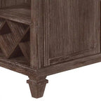 Table de salle à manger en bois brun, hauteur comptoir, avec casier à vin, porte-verres et portes coulissantes – 4 places