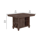 Table de salle à manger en bois brun, hauteur comptoir, avec casier à vin, porte-verres et portes coulissantes – 4 places