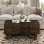 Table basse rectangulaire en bois massif antique marron / expresso avec 4 tiroirs – 101,6 cm de long