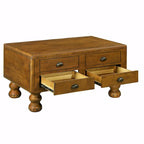 Table basse rectangulaire en bois massif antique marron / expresso avec 4 tiroirs – 101,6 cm de long