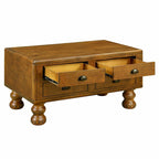 Table basse rectangulaire en bois massif antique marron / expresso avec 4 tiroirs – 101,6 cm de long