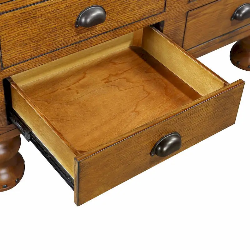 Table basse rectangulaire en bois massif antique marron / expresso avec 4 tiroirs – 101,6 cm de long