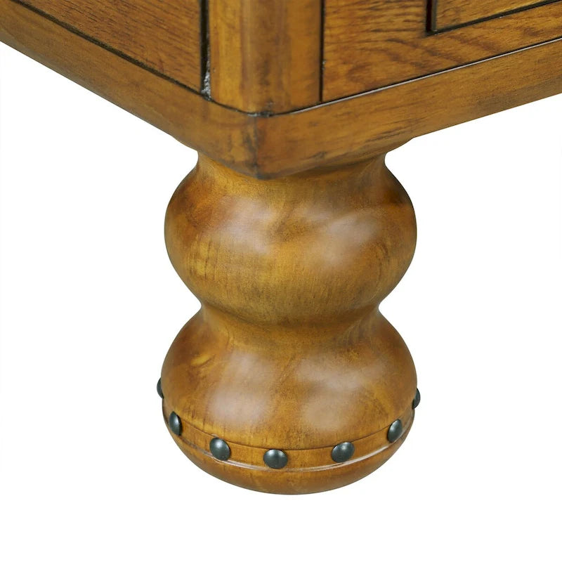 Table basse rectangulaire en bois massif antique marron / expresso avec 4 tiroirs – 101,6 cm de long